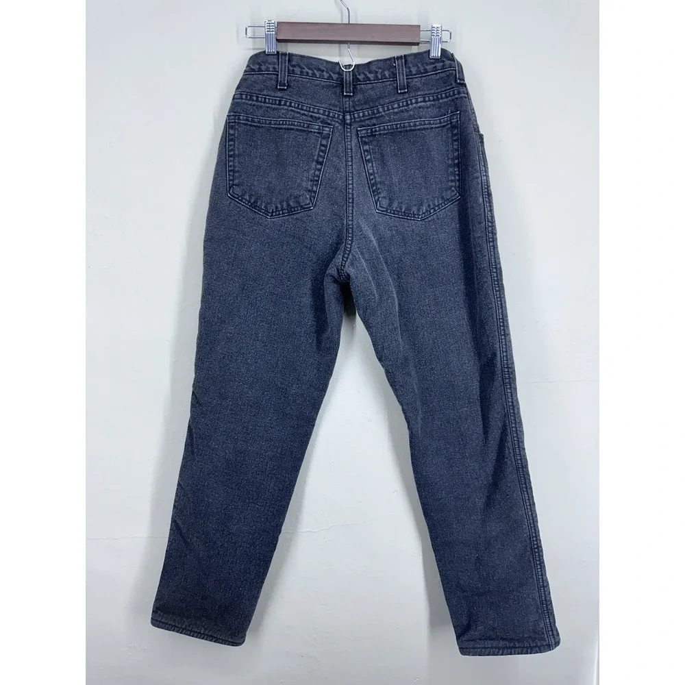 Lands' End Mens Fleece Lined Jeans 28x30 Thermal Black Denim Straight Leg